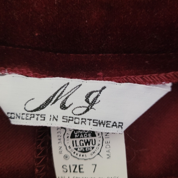 VTG MJ Concepts Velvet Skirt Size 7 Burgandy Dark Academia Whimsigoth Holiday - Picture 9 of 15